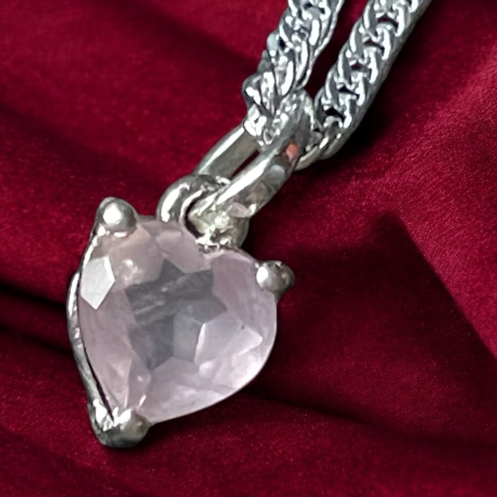 Rose Quartz Heart Sterling Silver Necklace